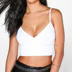 Boohoo Scuba Plunge Cross Bralet - White
